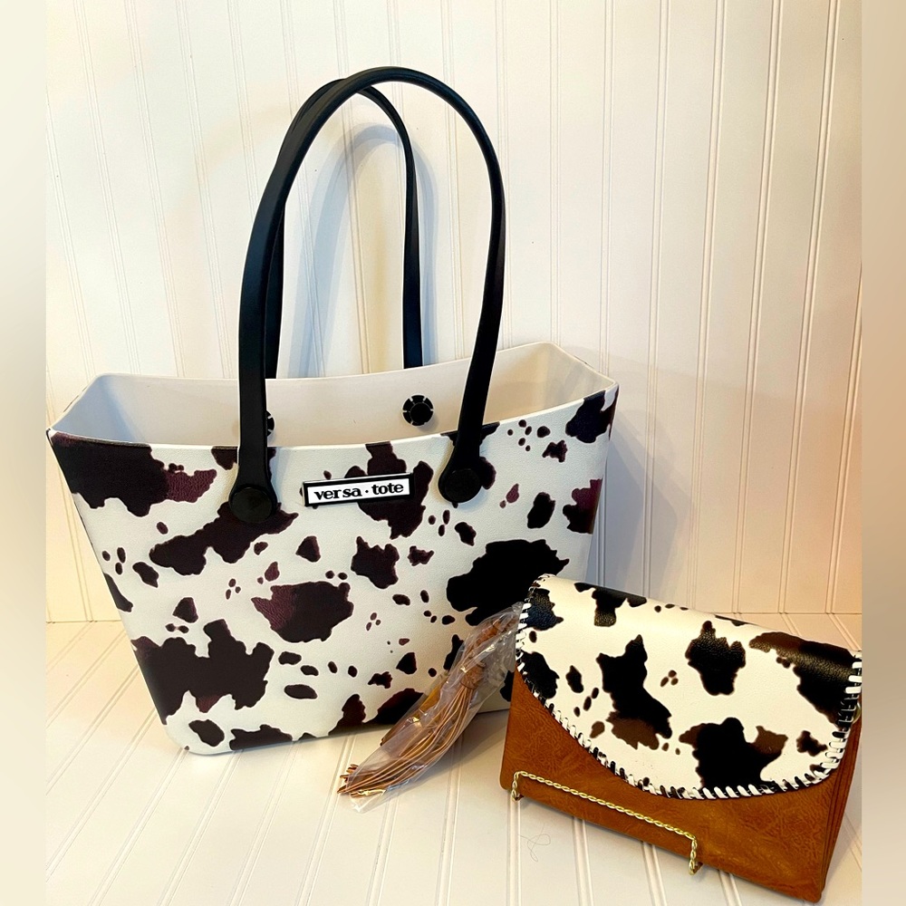 Cow Print Versa Tote Bag